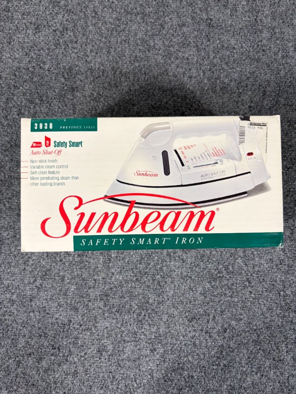 Sunbeam Safety Smart Steam & Dry Iron Auto Shut-Off 3930 w/ Box Manual TESTED